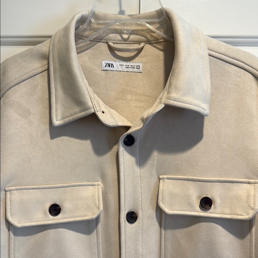 Zara Men's Cream Ultrasuede Jacket Size XL